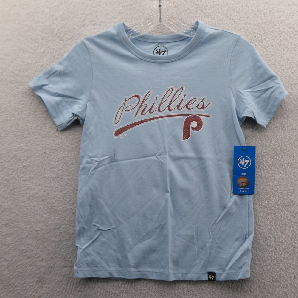 '47 Shirt Kids Medium Philadelphia Phillies Light Blue Short Sleeve Cotton